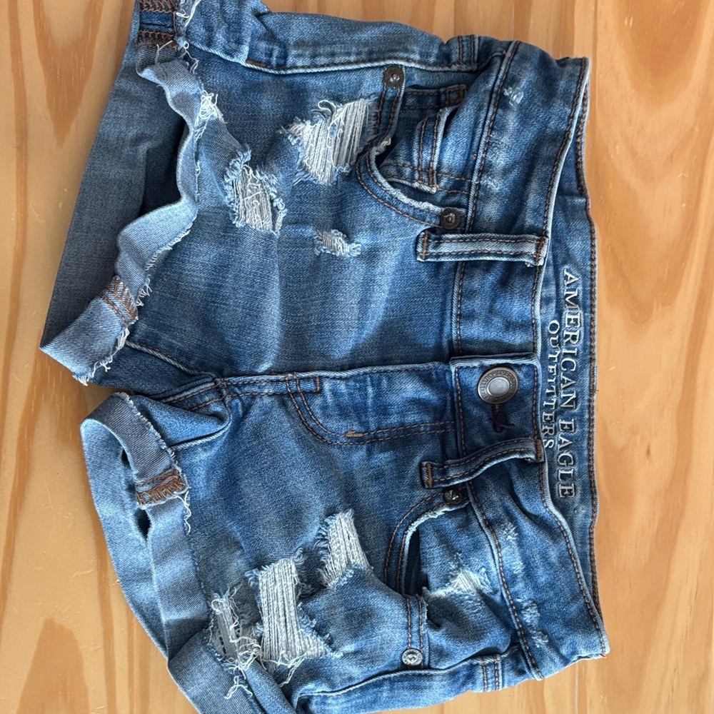 American Eagle Outfitters Distressed Light Blue Denim Cutoff Shorts